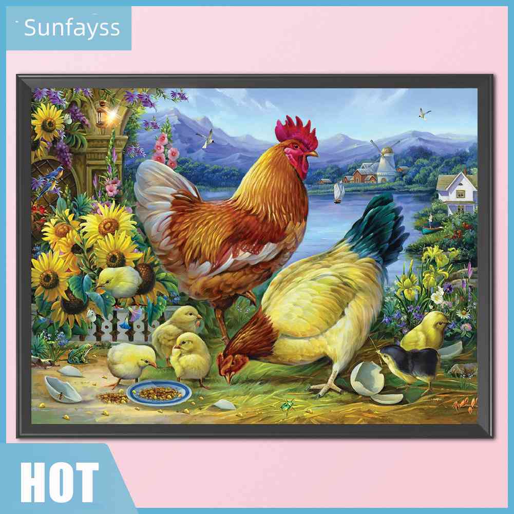 Bộ Tranh Thêu Chữ Thập DIY Hình Gà Con Bằng Cotton 11CT