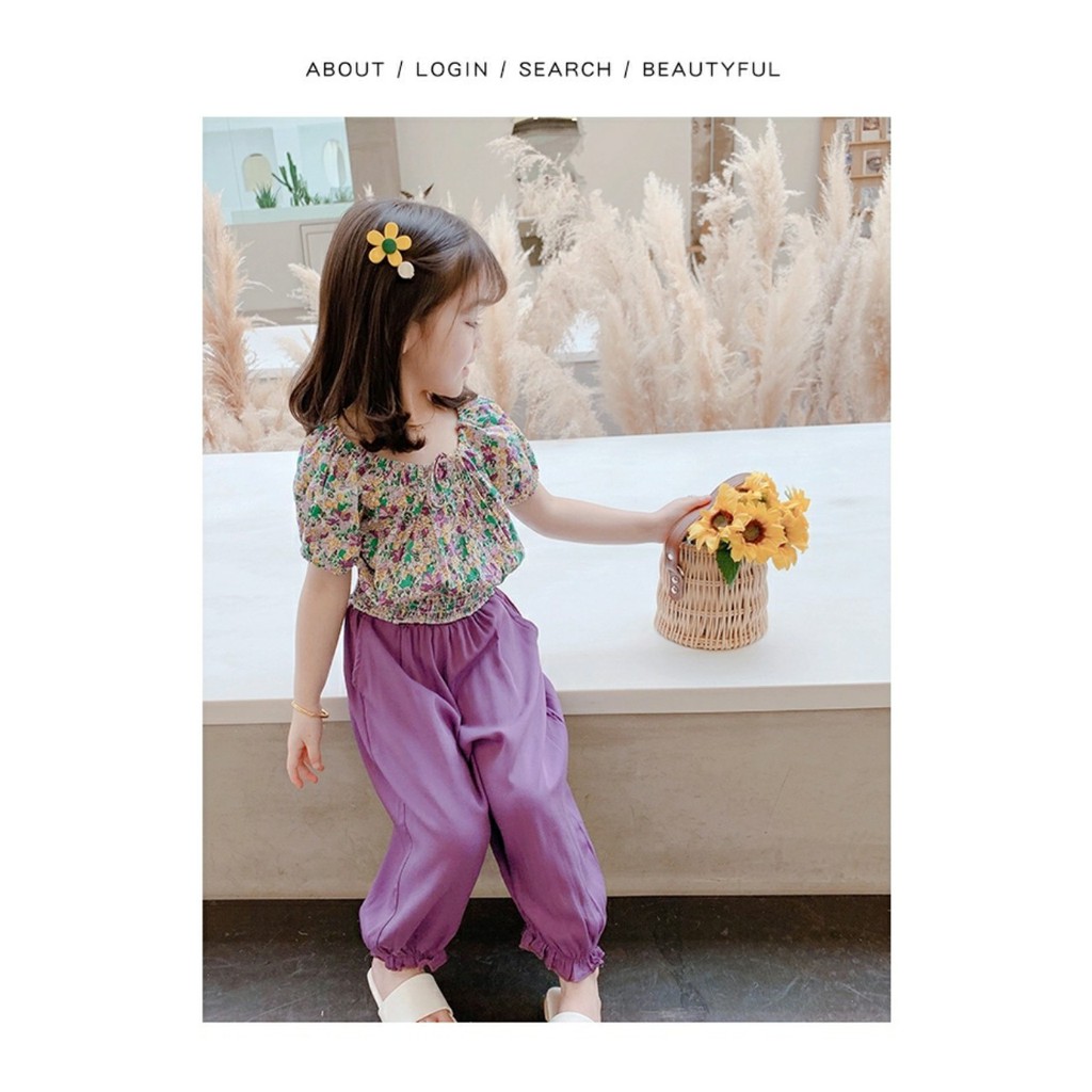 Set crop top và quần thô đũi alibaba bé gái