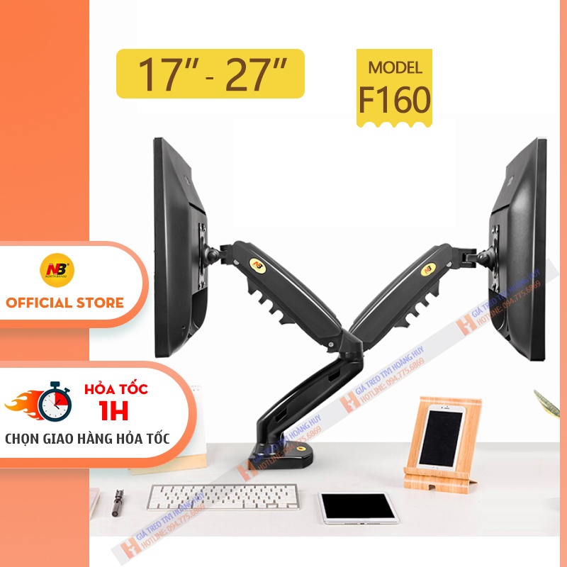 Giá treo màn hình F160 / Giá đỡ màn hình kép North Bayou NB F160 17 – 27 inch - Chính Hãng [ Rẻ Hơn NB H180 ]