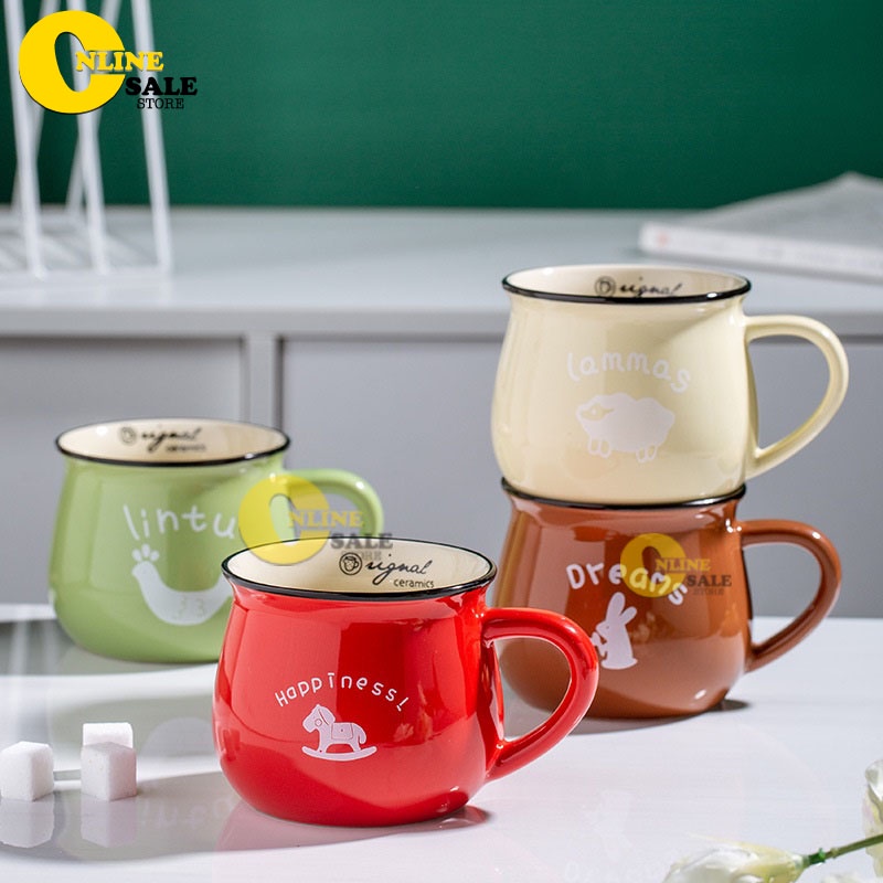Cốc sứ cà phê, trà in, ly uống nước in hình dễ thương, Cốc dày dặn dung tích 250ml