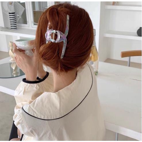 Kẹp càng cua (gấp tóc) nhựa màu laser ánh hologam thời trang xinh xắn DTOnline