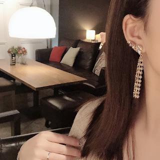 Long silver earrings S925 long red Korean net