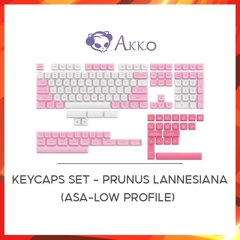 [Mã ELHAMS5 giảm 6% đơn 300K] Akko Keycaps set - Prunus Lannesiana (ASA-low profile)