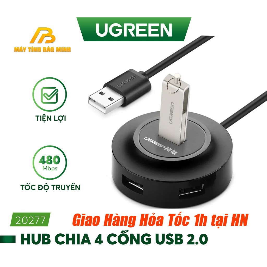 Bộ Chia USB 4 Cổng 2.0 Ugreen 20277 - Hàng Chính Hãng