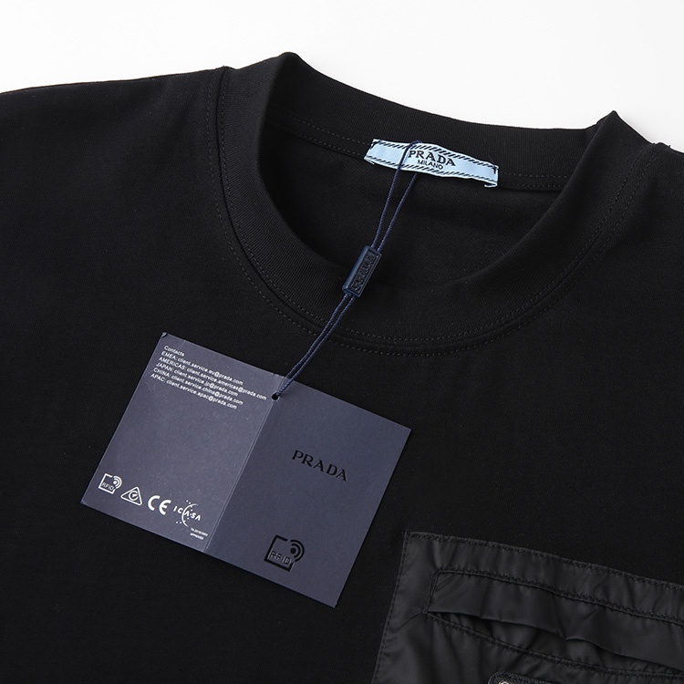 Áo Thun cotton Ngắn Tay In Nhãn Hiệu Prada Tam Giác Thời Trang unisex