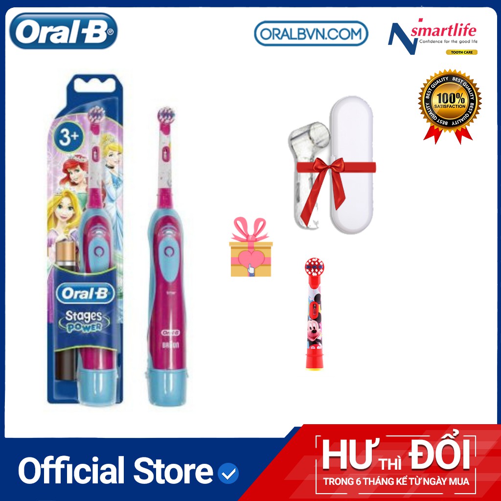 Bàn chải pin đánh răng tự động Oral-B Disney cho trẻ em, bé gái từ 3 tuổi chính hãng