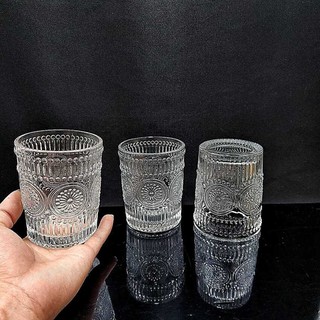 Bộ Ly Thủy Tinh Đẹp 280ML (combo 3 ly) chịu nhiệt cao cấp hoa văn nổi cực dày – Cốc Thủy Tinh Uống Nước siêu trong