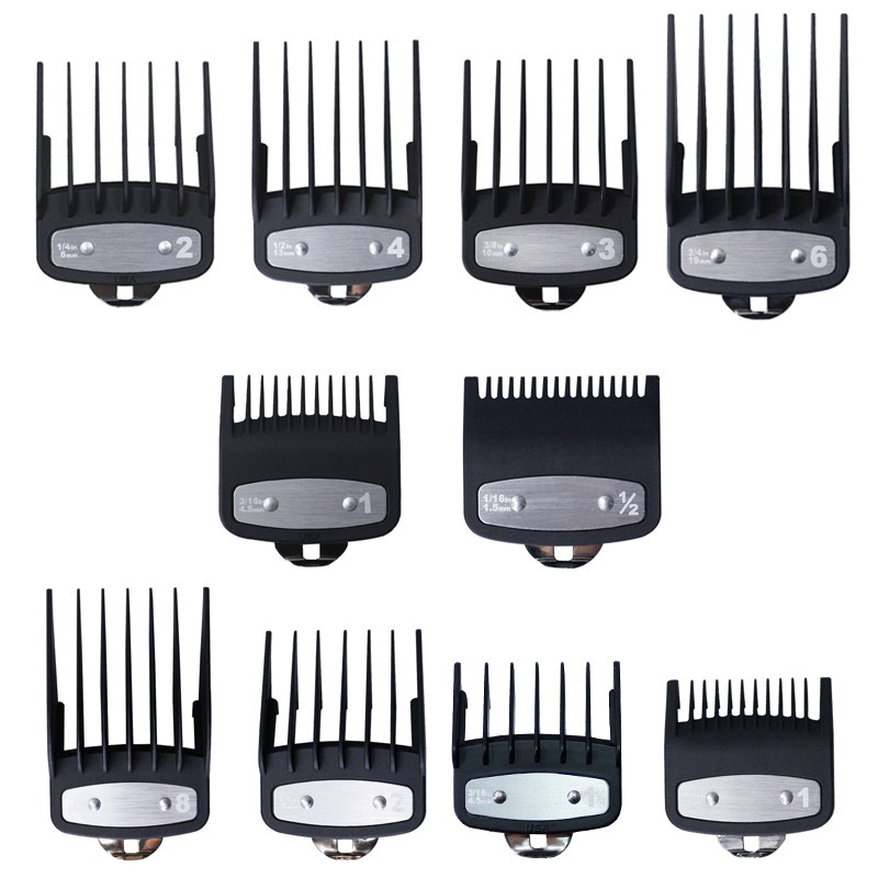 Ubeator Bộ Tông Đơ Cắt Tóc 8 Kích Thước Có Lược Màu Đen Tiện Dụng
