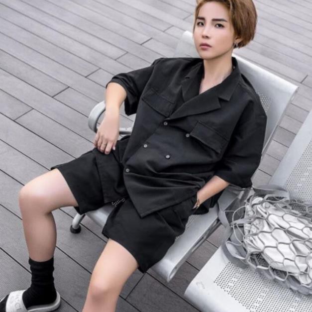 Quần Short Kaki nam nữ Đen Unisex form ngắn trên gối ་ ྇