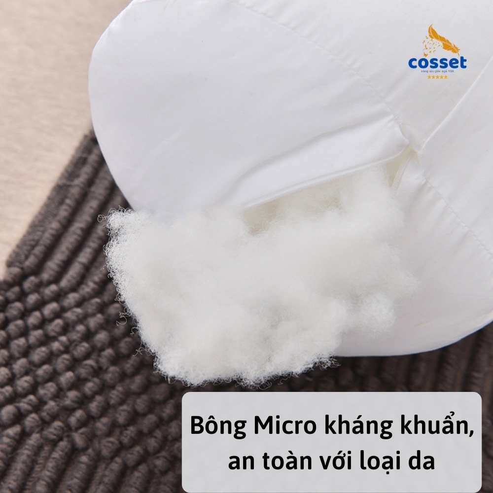 Ruột Gối Ôm COSSET Lite - Trắng, Gối Cao - Ruột Gối cotton màu trắng cao cấp có size cho trẻ em