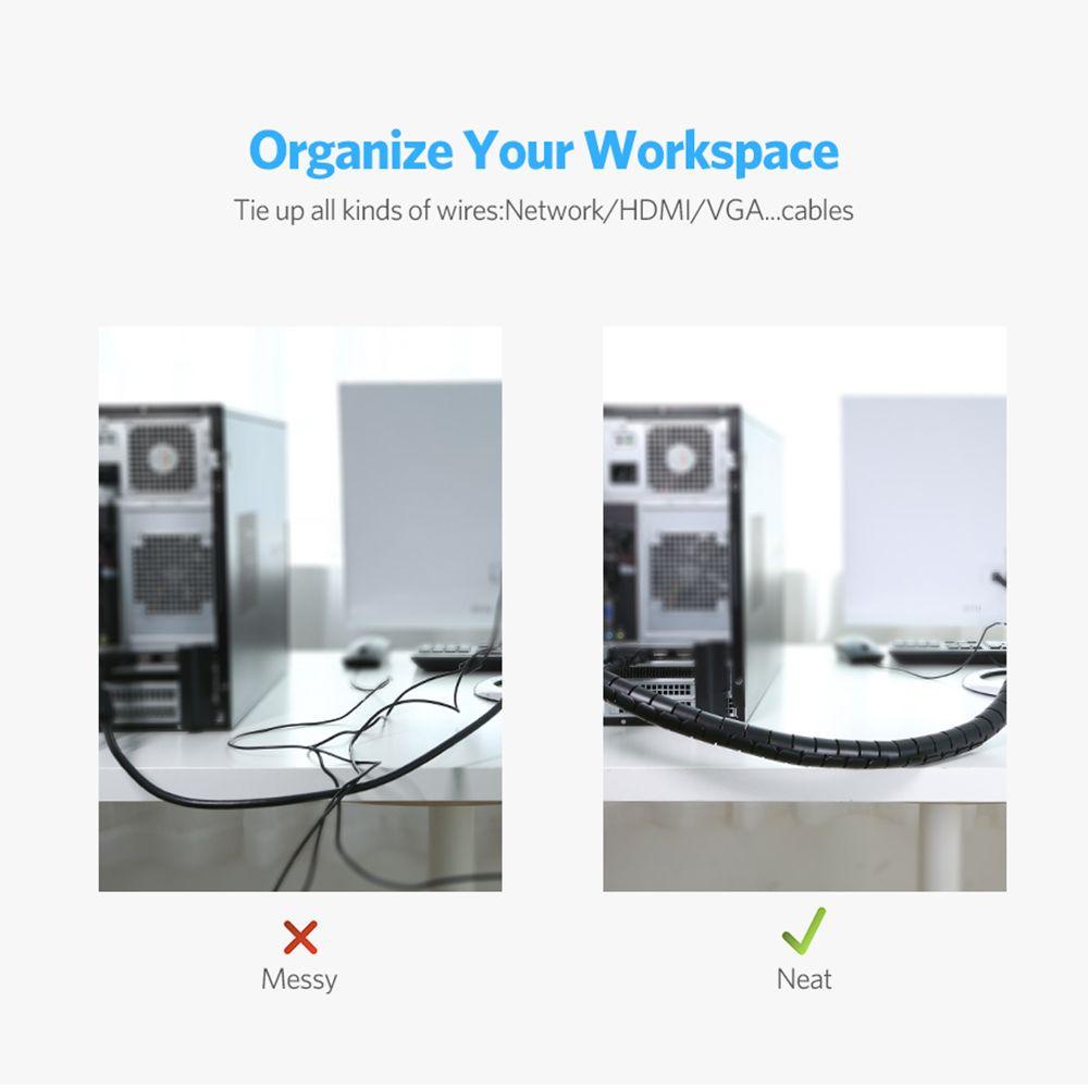 HS Cable Organizer Desktop Tube Wire Wrap Spiral Cord Protector