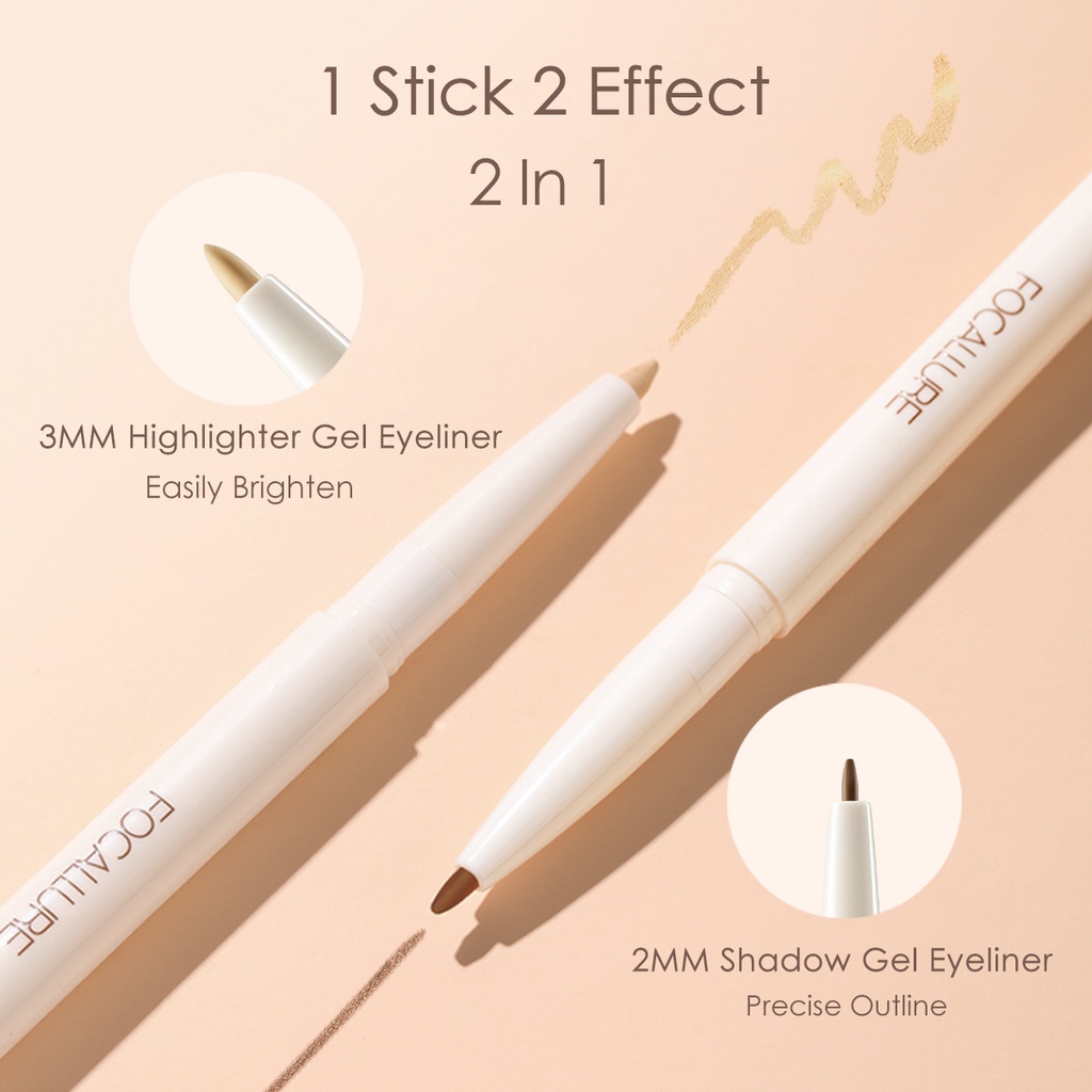 FOCALLURE Kẻ mắt 2 đầu đa năng mềm mượt chống thấm nước 14.5g