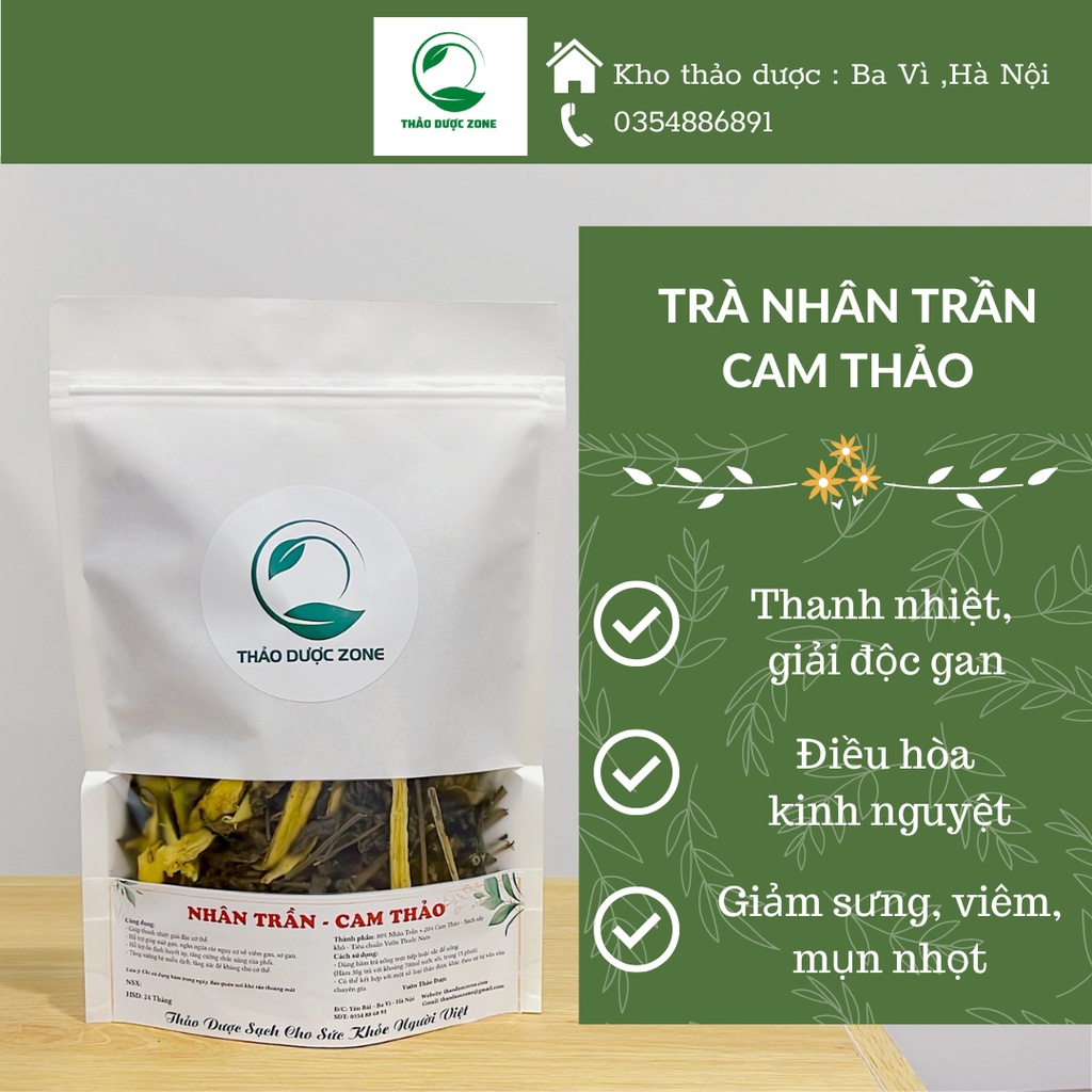Trà Thảo Mộc Nhân Trần, Cam Thảo Trà Thanh Nhiệt, Giải Độc Gan, Mát Gan, Giảm Mụn - Thảo Dược ZONE
