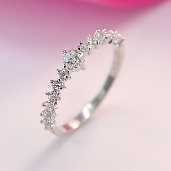 Nhẫn bạc nữ đẹp giá rẻ đính đá trắng tinh tế NN0213 - Trang Sức TNJ