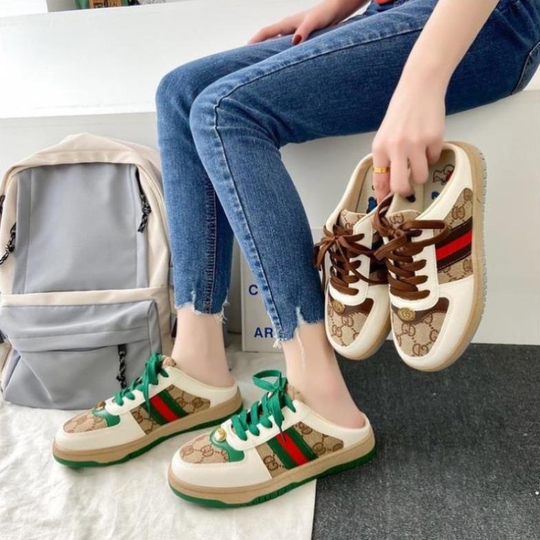 [ FULL BOX ] Giày sục nữ đạp gót, sục Gucci đế nâu/xanh bản đẹp full sz 35-39 êm chân dễ phối đồ hot nhất 2021 | BigBuy360 - bigbuy360.vn
