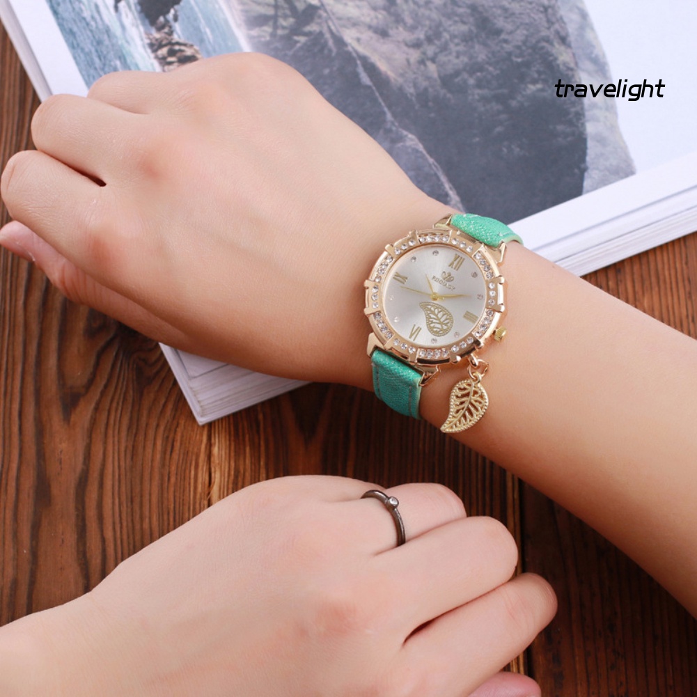 Đồng Hồ Số La Mã Dây Giả Da ĐíNh Đá ThờI Trang Cho Nữ