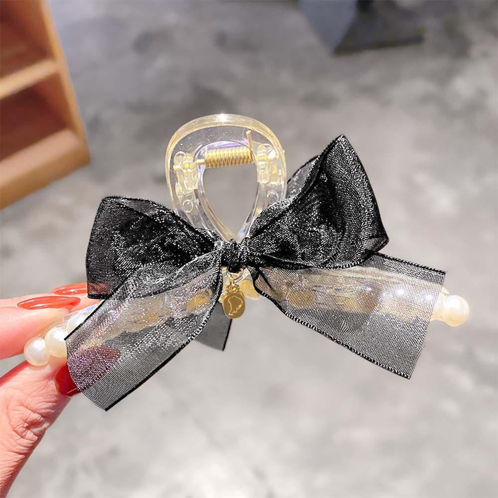 Kẹp Tóc Hình Nơ Phối Hạt Ngọc Trai Bằng Nhựa Acrylic Nhiều Màu Phong Cách Hàn Quốc Cho Nữ Taylor1