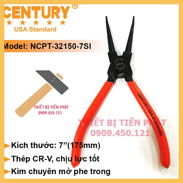 Kềm Mở Phe, Kìm Mở Phe 7&quot; (175mm), 9'' (225mm), 13'' (325mm) Vô Thẳng CENTURY - NCPT-32150-7SI Bằng thép Tốt.