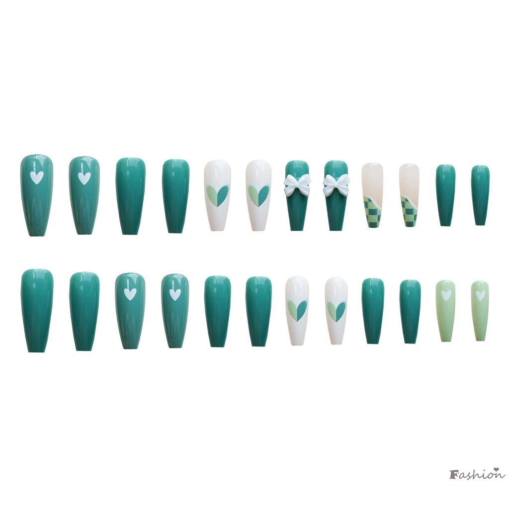 Bộ 24 Móng Tay Giả Đầu Nhọn Màu Trắng Có Thể Tháo Rời Kèm Keo Dán / Thạch