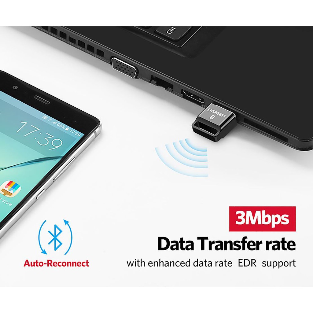 USB phát bluetooth 5.0 Dành cho Laptop, PC hỗ trợ aptX - Usb bluetooth chính hãng Ugreen US192 CM390 | BigBuy360 - bigbuy360.vn