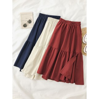 Chân váy xòe dài đuôi cá xẻ tà Vintage (HÀNG SẴN)