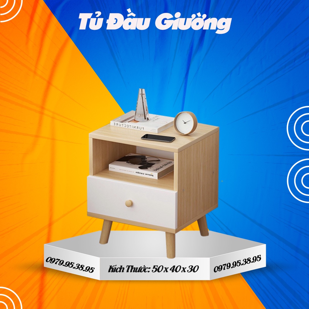Tủ đầu giường 1,2,3 ngăn kéo Bắc Âu cao cấp, tab đầu giường có ngăn trang trí phòng khách, chất gỗ MDF dày 12mm BIG SALE