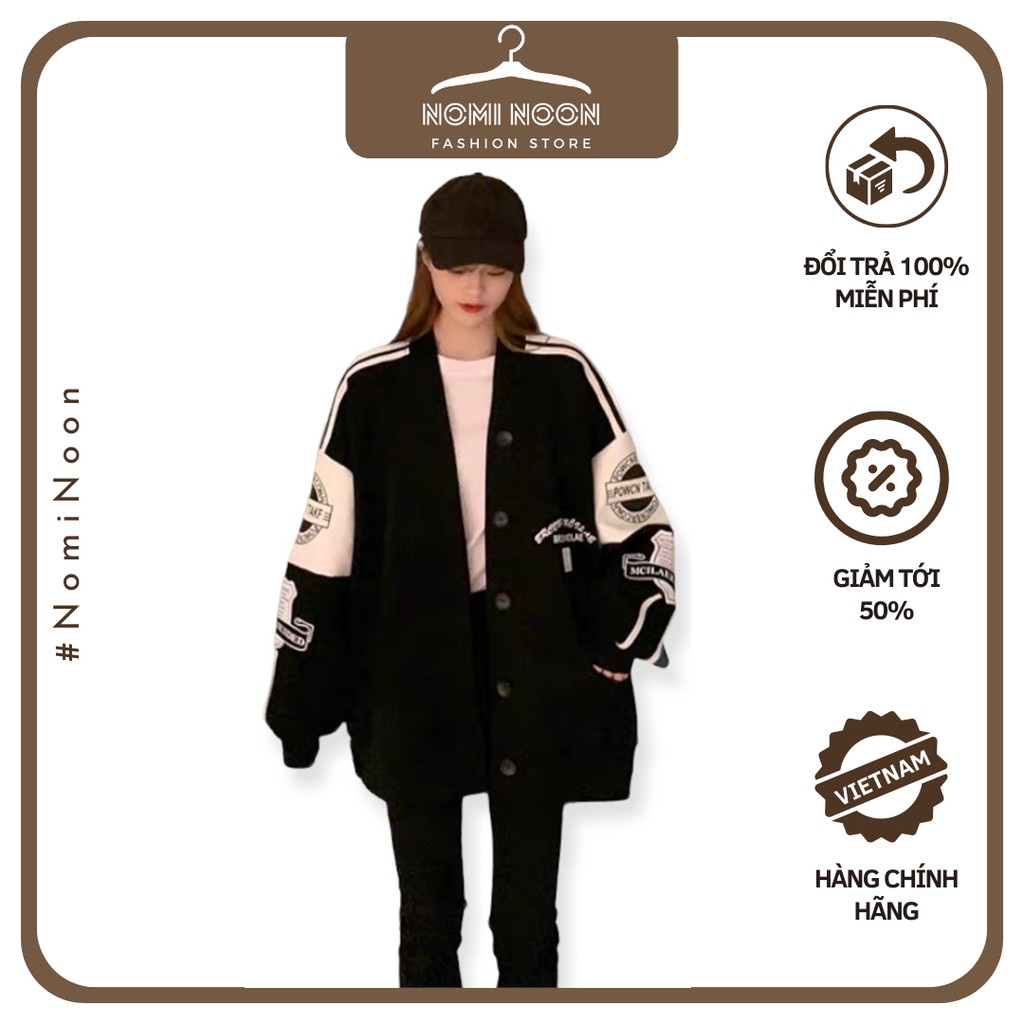 Áo Cardigan Nữ Logo BRCON Áo Khoác Nữ Nỉ Ngoại Cúc Cài Dáng Rộng 3 Màu - Nomi Noon 618