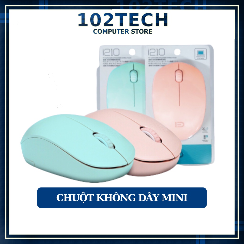 Chuột không dây màu xanh chính hãng FD i210 nhạy chính xác cao tiết kiệm pin chơi game làm việc - Bảo hành 24 tháng