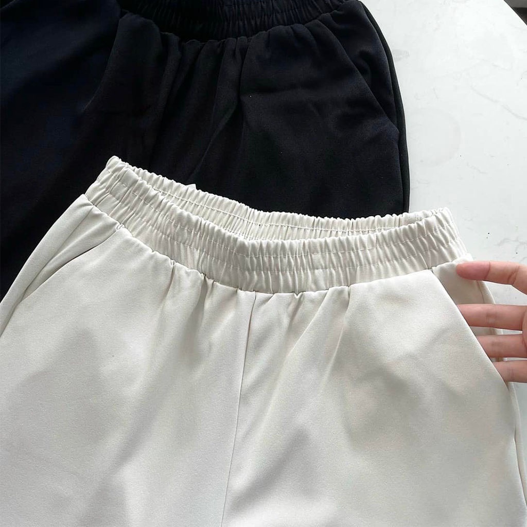 Quần baggy nữ lưng cao vải mềm mịn không nhăn có túi trước chuẩn form M114