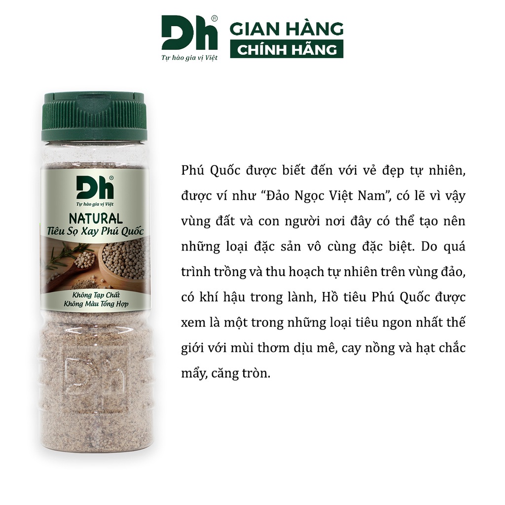 Tiêu sọ xay Phú Quốc Natural DH Foods chế biến thực phẩm 45gr/80gr - DHGVT45