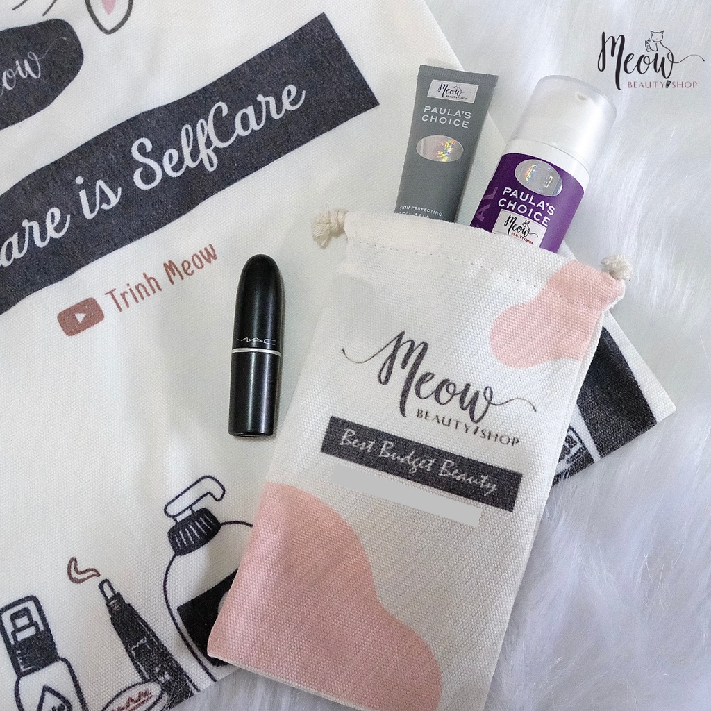 [HB Gift- Sản phẩm mua kèm] - Túi vải dây rút dựng mỹ phẩm Meow Beauty Shop