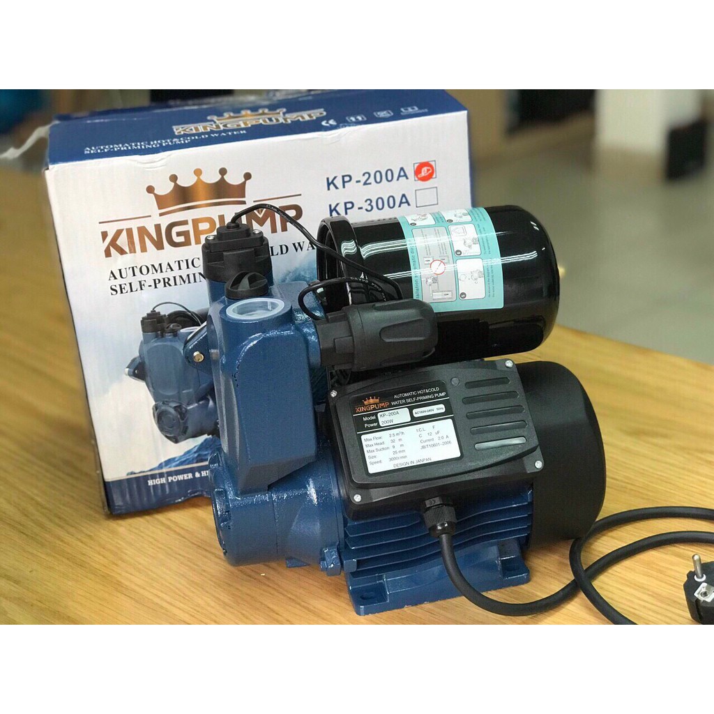 Bơm tăng áp tự động KINGPUM 200w Japan Cho bình năng lượng mặt trời, nóng lạnh gia đình, dùng cho nước nóng 100 độ c