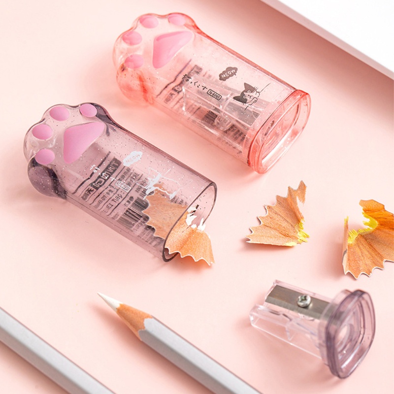 Dụng Cụ Gọt Bút Chì Bằng Gỗ Hình Chân Mèo Màu Hồng Dễ Thương (6-8M)