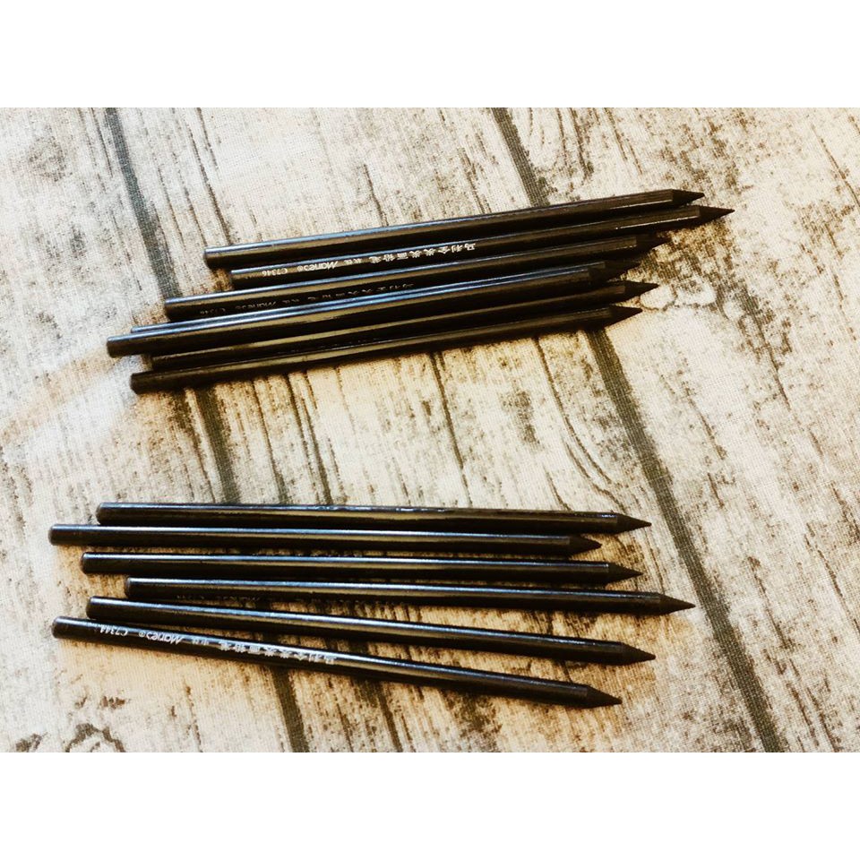 Bút Chì Than Đặc Nguyên Cây Marie's Charcoal - Chì Than Đen Không Vỏ Vẽ Truyền Thần - Ký Họa Chuyên Dụng