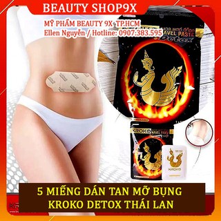 (Chính Hãng) 👍5 Miếng Dán Tan Mỡ Bụng Kroko Detox Thái Lan Navel Paste👍
