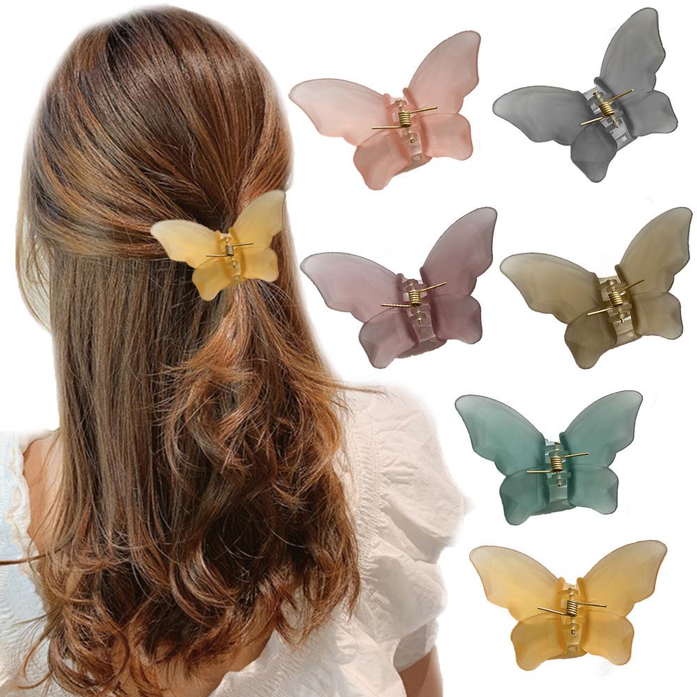 Kẹp Càng Cua Bằng Nhựa Hình Bướm Màu Ngà Thời Trang Hàn Quốc Cho Nữ