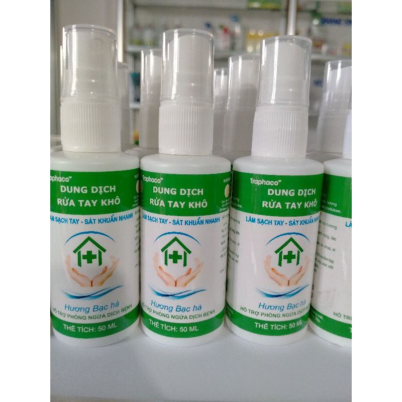Dung dịch rửa tay khô Hương bạc hà cuảTraphaco chai xịt 50 ml | BigBuy360 - bigbuy360.vn