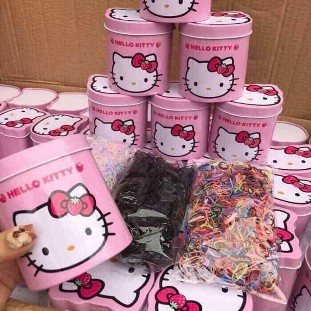 Hộp Chun Buộc Tóc Cho Bé Hình Mèo Hello Kitty – 2000 Chiếc