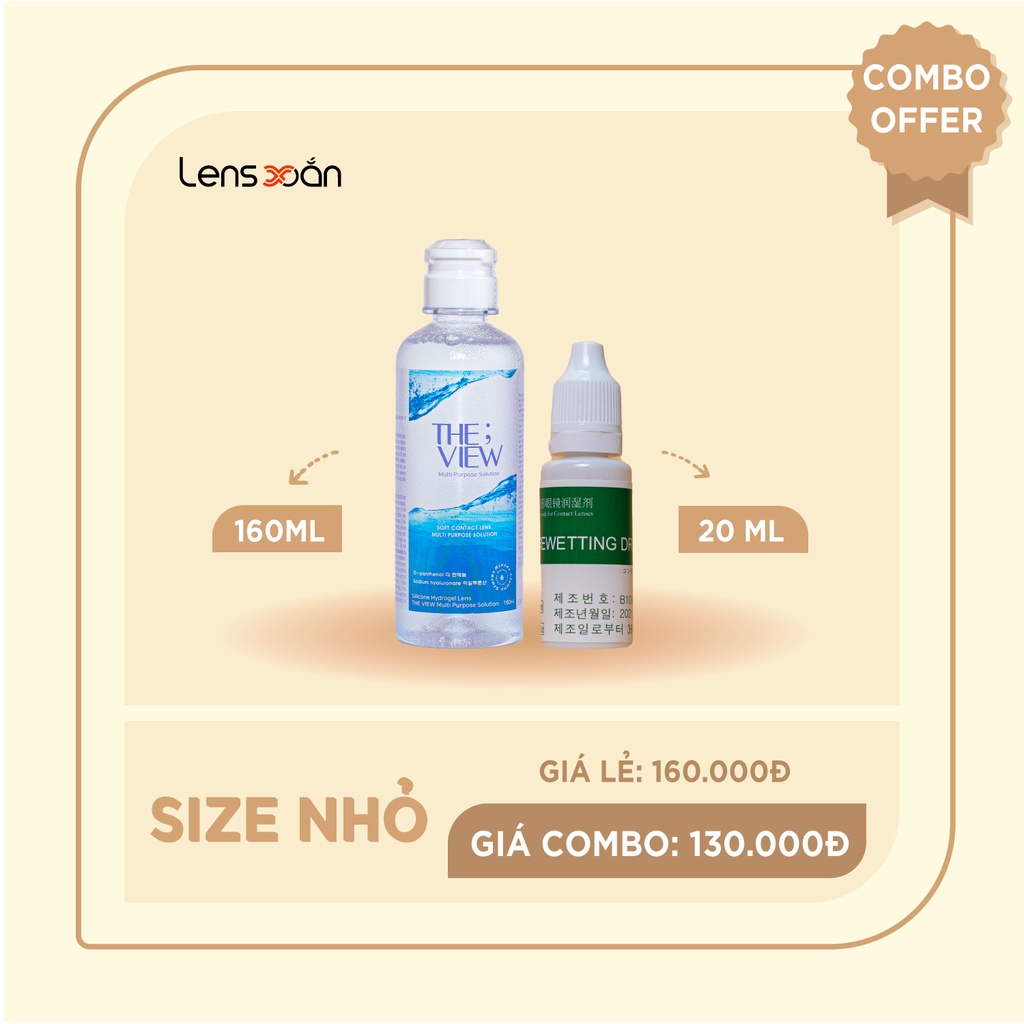 SET GIỮ ẨM PHỤC HỒI KÍNH ÁP TRÒNG: Nước ngâm The View và Nhỏ mắt Rewetting Drop dành cho lens của The View | Lens Xoắn