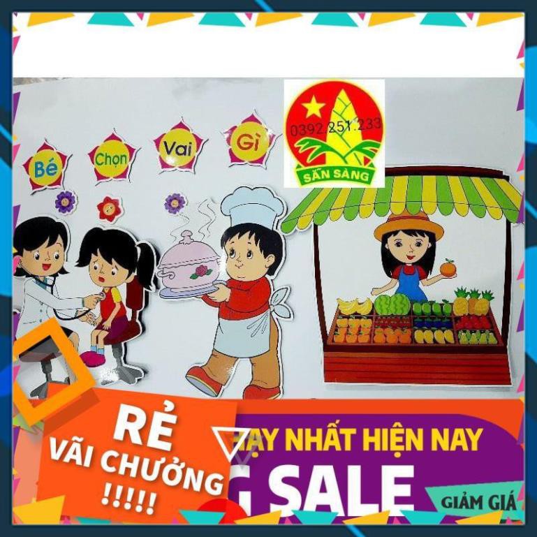 [BÁN CHẠY]  Tranh góc mầm non 9 chủ đề góc xây dựng góc nghề nghiệp nội trợ... [Xốp đẹp + Tặng Keo]