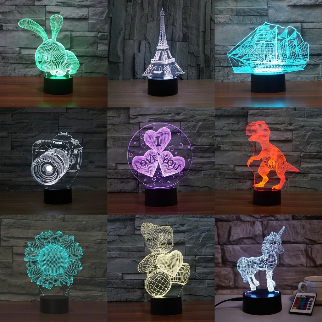 [16 màu] Đèn ngủ LED 3D trang trí