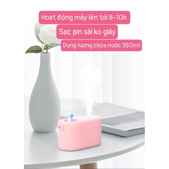 Máy xông giữ ẩm và xông tinh dầu kèm đèn ngủ