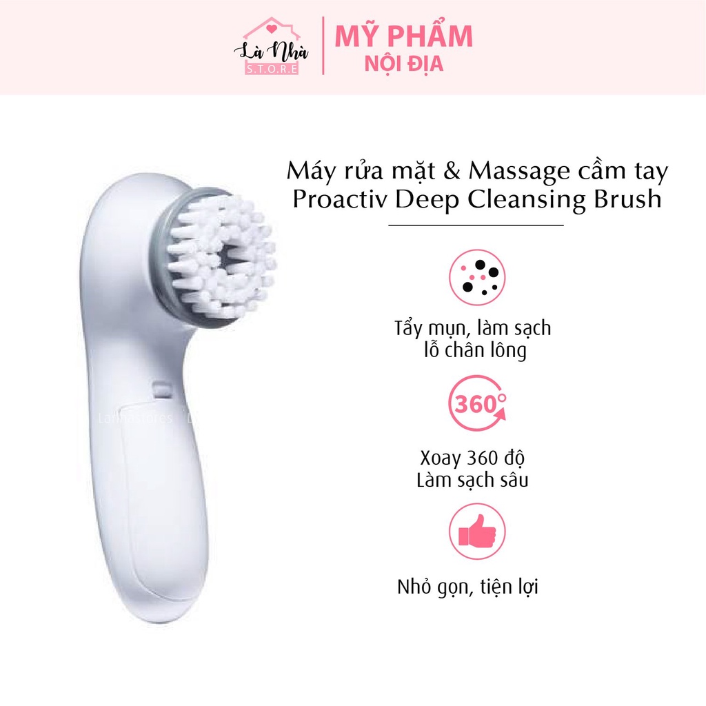 Máy rửa mặt và Massage cầm tay 2 chế độ Proactiv Deep Cleansing Brush xoay 360 độ hỗ trợ trị mụn - Tặng kèm 1 cọ.