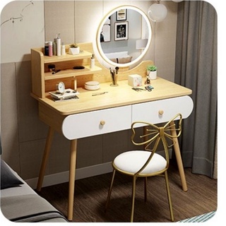 Bàn trang điểm mini gương đèn LED cảm biến kèm ghế để phòng ngủ sang trọng BAH002