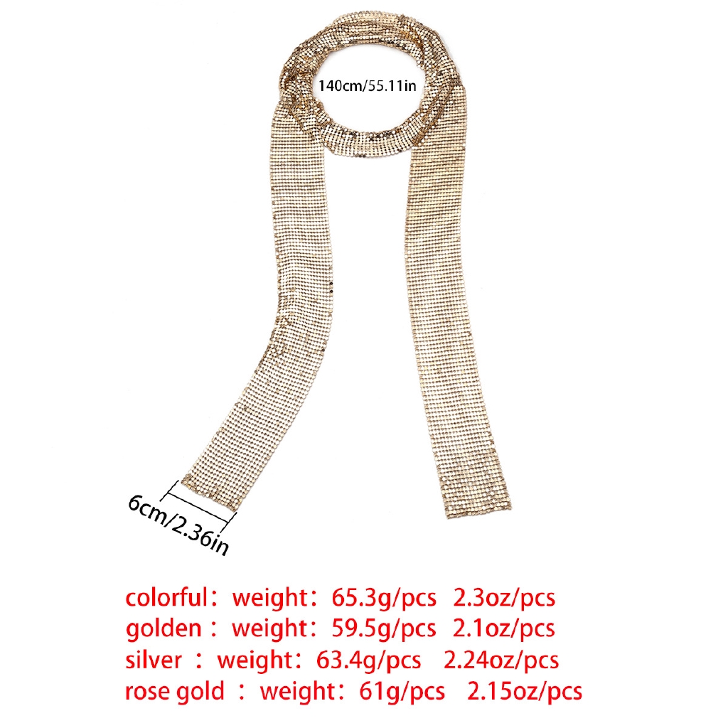 Khăn quàng cổ dài mỏng phối sequin hợp kim nhôm lấp lánh