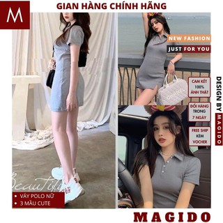 Đầm Polo Nữ 💚váy polo XÁM Dáng Ôm Váy Nữ Ngắn Body Ngắn ngắn tay ,phong cách hàn quốc váy ôm cổ đức MAGIDO (ẢNH THẬT)