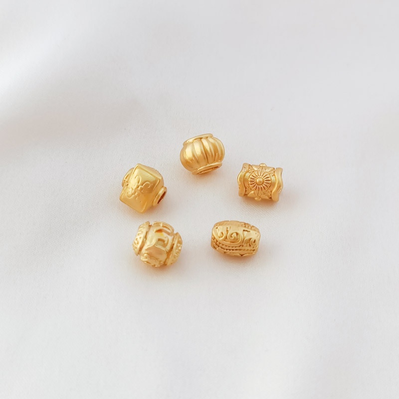 Bộ 10 Hạt Xỏ Lỗ Tròn Màu Vàng 18K Làm Trang Sức Thủ Công DIY