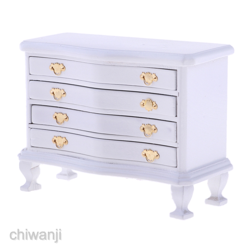 Tủ Quần Áo 4 Tầng Bằng Gỗ Tỉ Lệ 1 / 12 Trang Trí Nhà Búp Bê