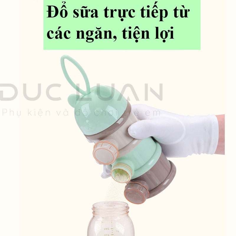 Hộp chia sữa 3 ngăn có vòi riêng - hộp đựng sữa 4 ngăn cho bé đi chơi