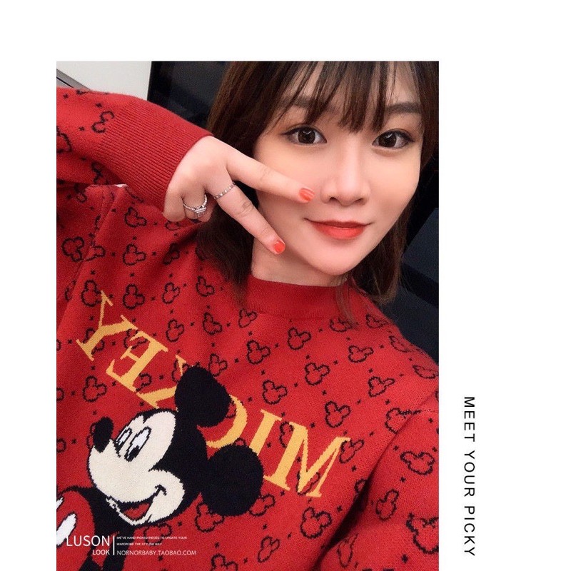 ANU14 - ÁO NỈ BÔNG MICKEY CHỮ VÀNG GIA ĐÌNH | BigBuy360 - bigbuy360.vn